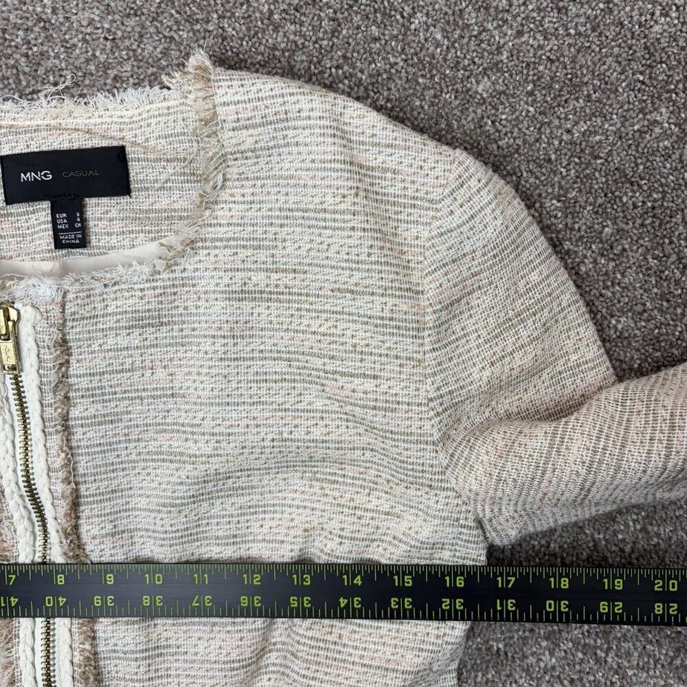 MNG Casual Women's Jacket Size 4 Beige Full Zip Lined Pockets Long Sleeves EUC - Picture 11 of 14